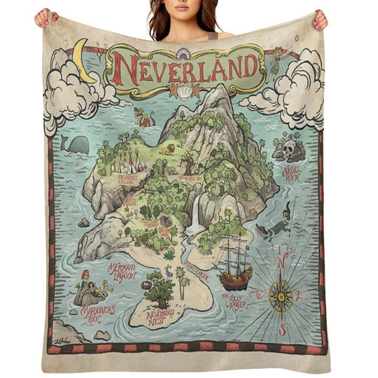 Neverland Map Machine-washable Throw Blanket