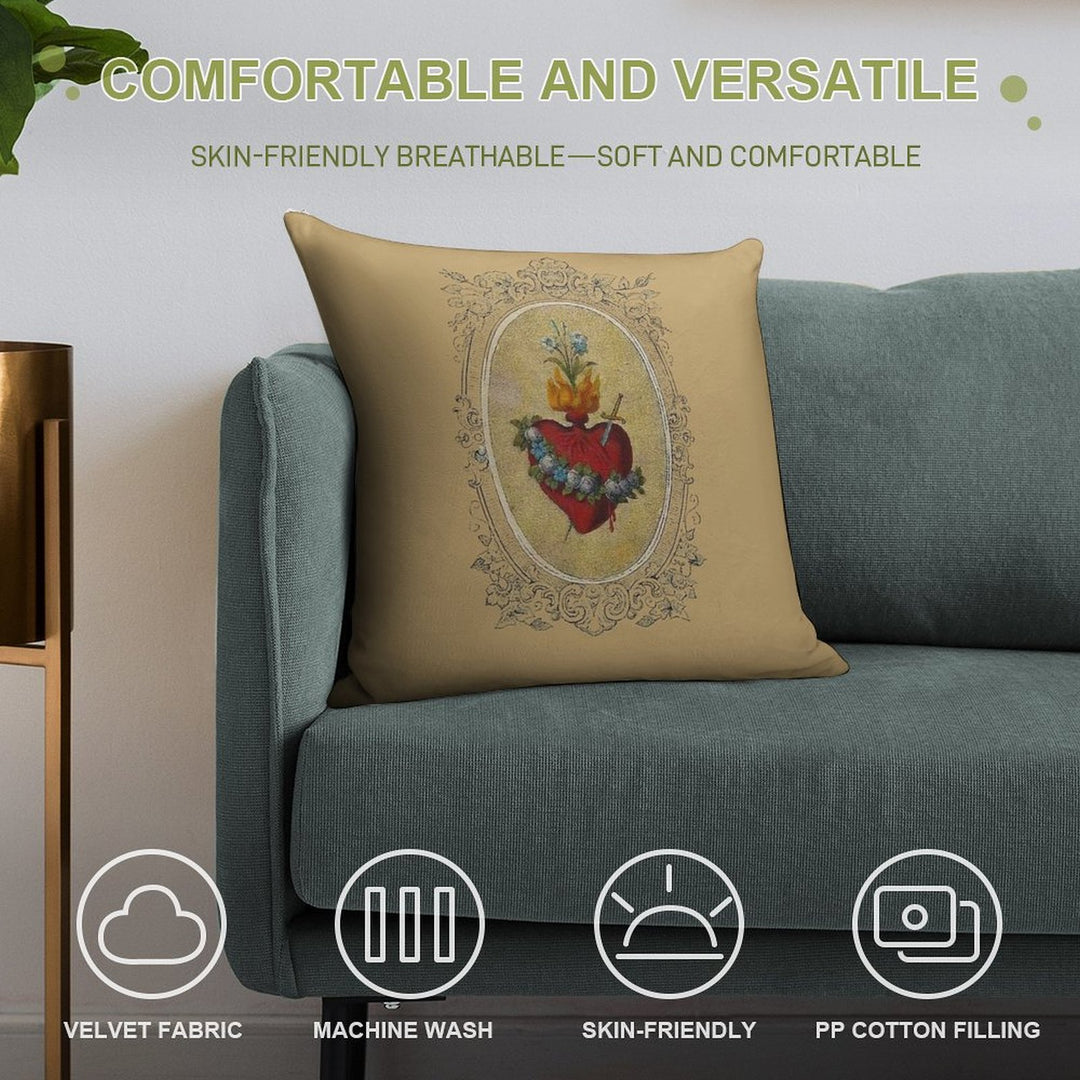 Sacred Heart of Mary Soft High-Density Material Throw Pillow