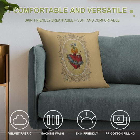 Sacred Heart of Mary Soft High-Density Material Throw Pillow