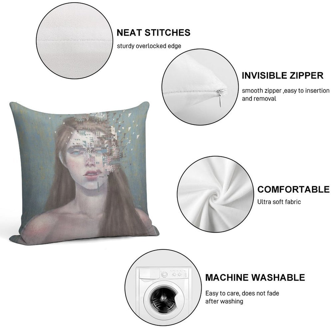 Glitch Soft Short Plush Fabric Throw Pillow