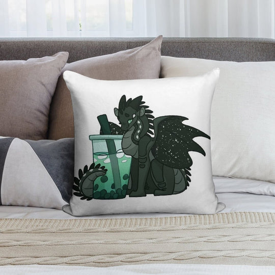 Moon with Boba Soft Hidden Zipper Throw Pillow