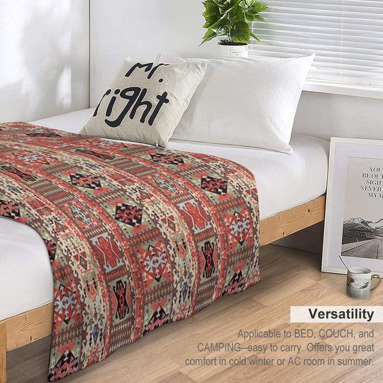 Turkish Kilim Fantasy Magic Carpet Velvety-soft Throw Blanket