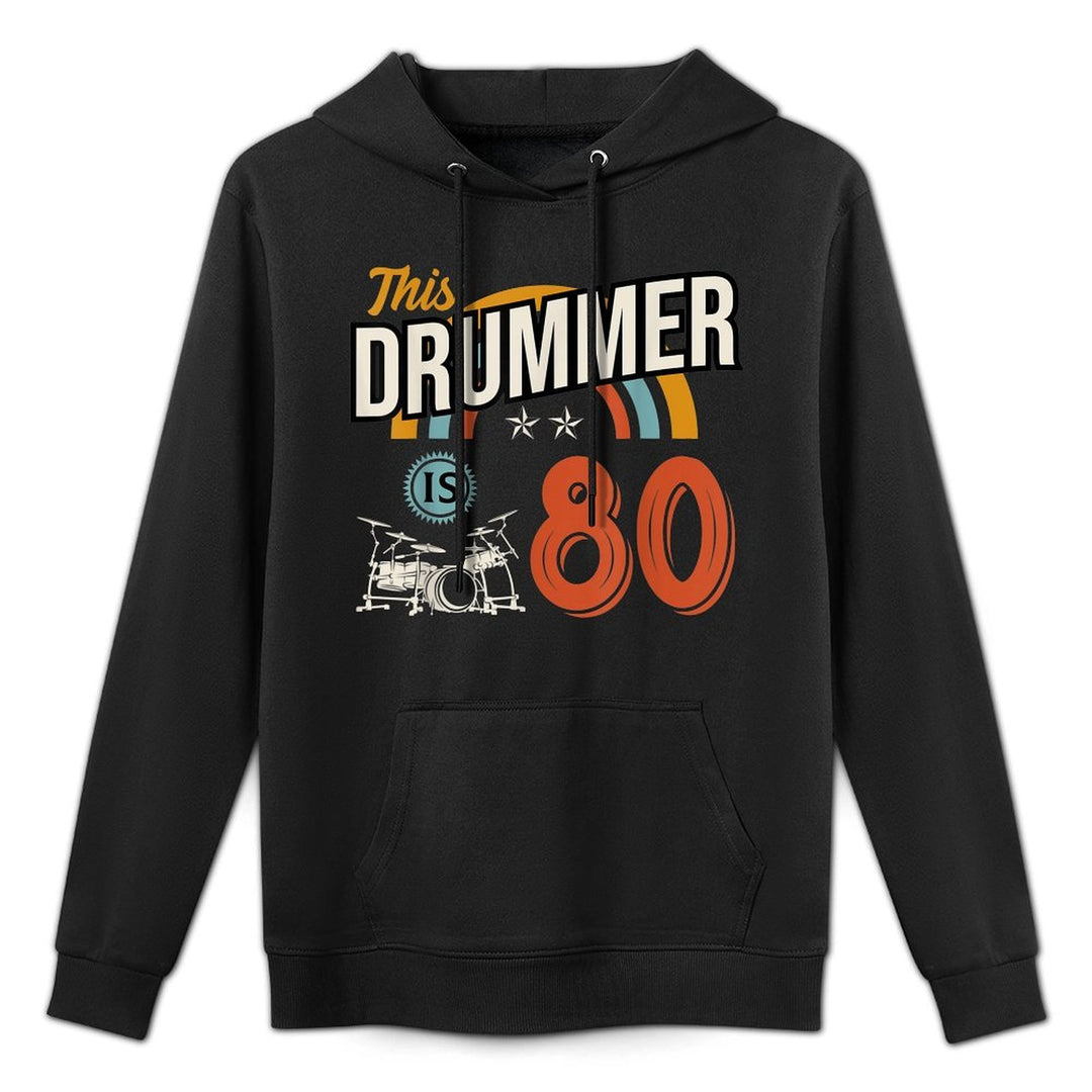 Vintage 80 Year Old Birthday Drummer Drums 80th B-Day Crew Kangaroo Pocket Hoodie