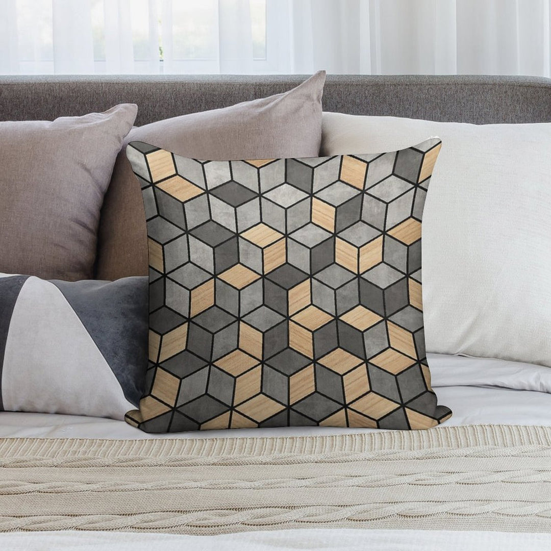 Concrete And Wood Cubes Soft Ultra-Soft Texture Throw Pillow