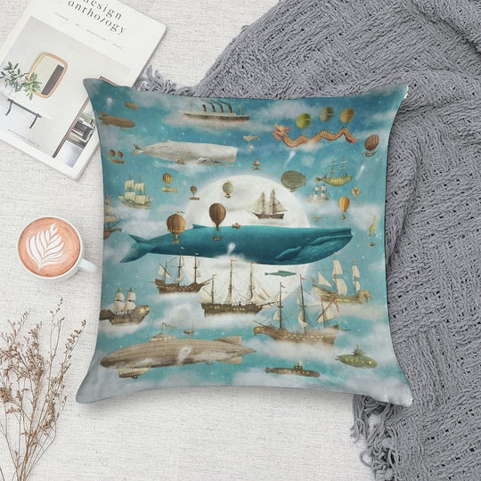 Ocean Meets Sky - Book Art Soft Gift Ready Throw Pillow