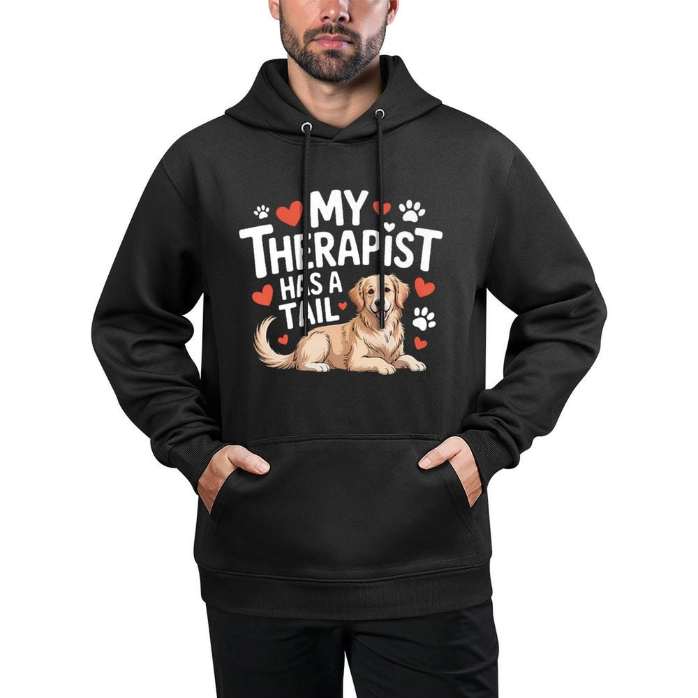 My Therapist Has A Tail Cute Golden Retriever Therapy Dog Premium Pilling-Resistant Hoodie