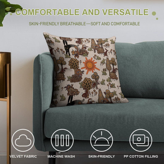 In The Beginning of The World - Watership Down Pattern Soft Warmth Comfort Throw Pillow