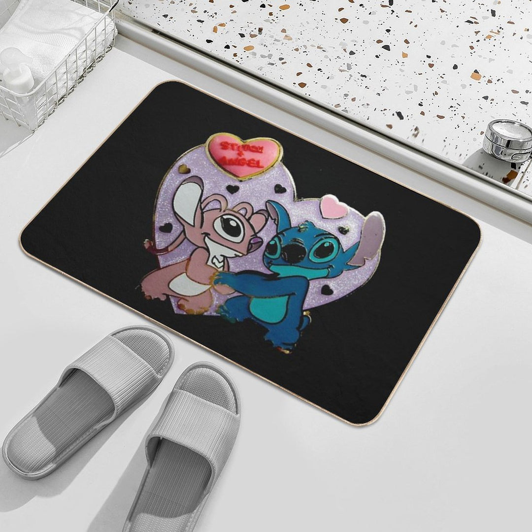 Stitch And Angel in Love  Dirt-Trapping Bath Mat