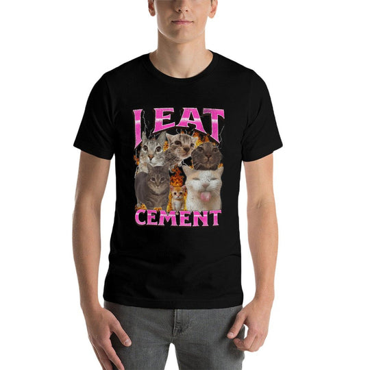 I Eat Cement Funny Cat Meme Bootleg Graphic  Relaxed-fit T-Shirt