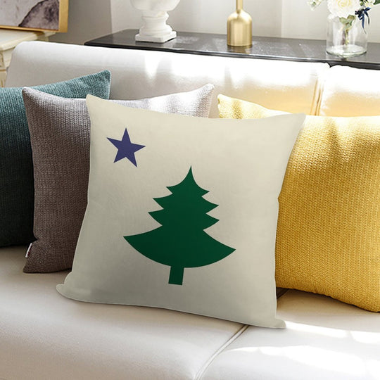 Old Original 1901 Maine State Flag with Pine Tree And Star Soft Short Plush Fabric Throw Pillow