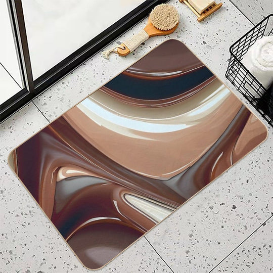 Creamy Chocolaty Marbled Flow Design III  Versatile Bath Mat