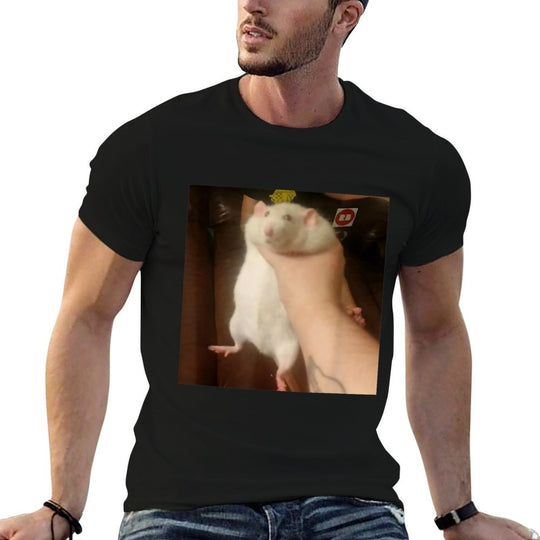Cute Fat Rat Being Grabbed Meme  High-quality Stitching T-Shirt