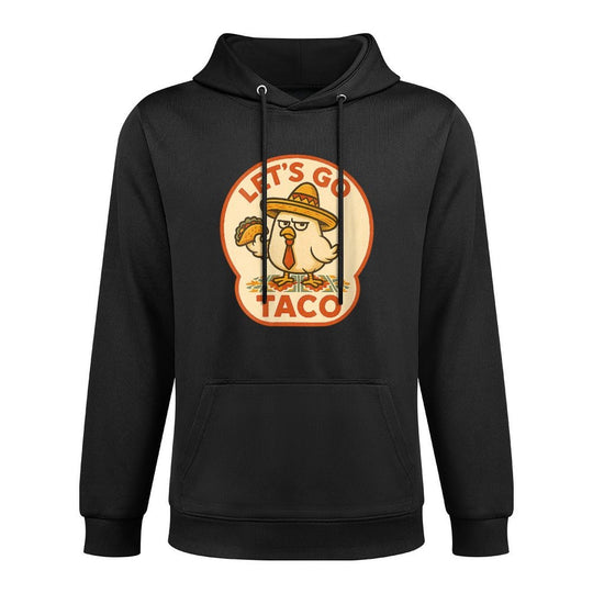 Womens Let’s Go Taco Chicken Humor Sombrero Tie 2025 Funwear Style Relaxed Fit Hoodie