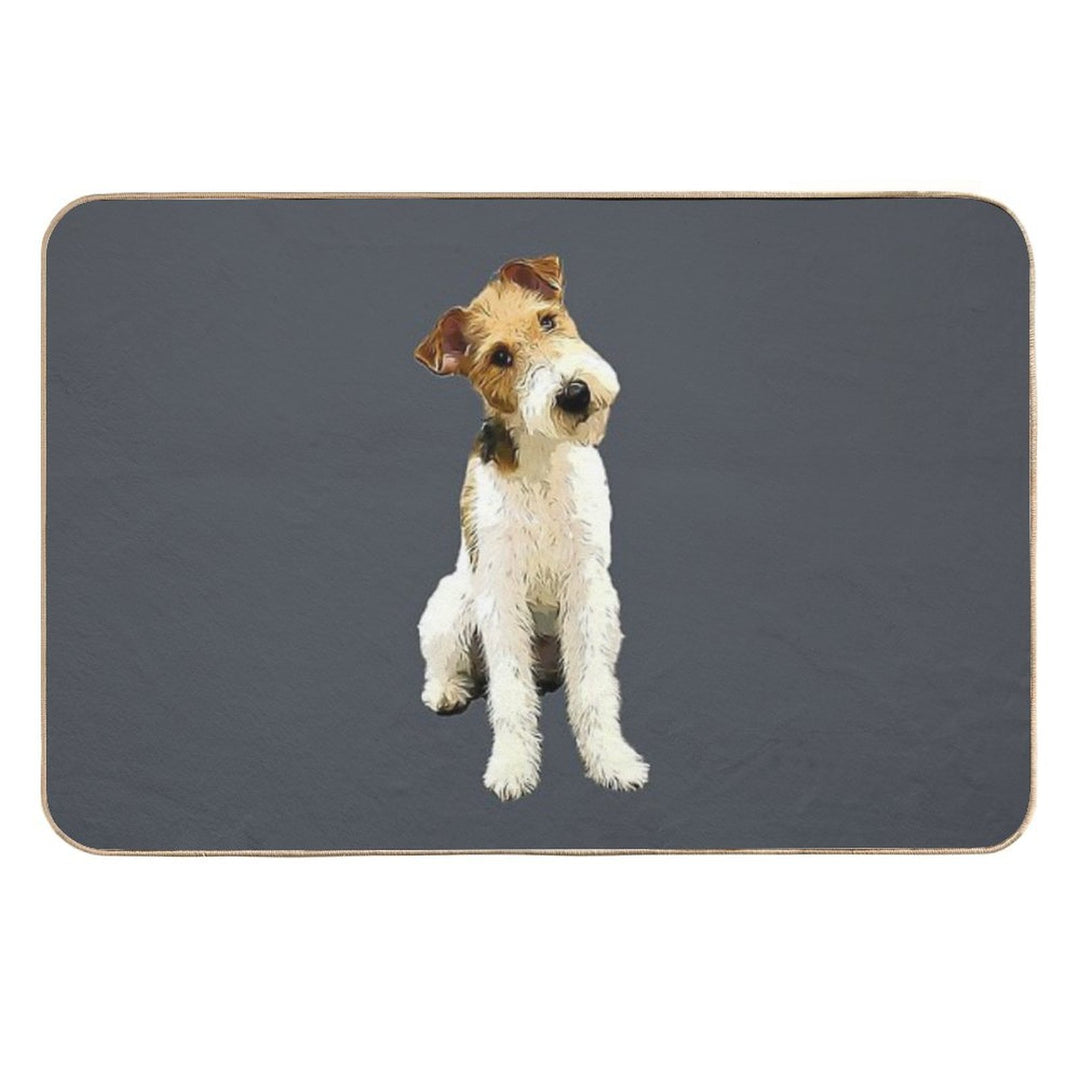 Wire Fox Terrier Head Tilt  Absorbent Bath Mat