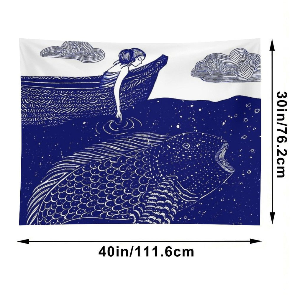 The Blue Shimmering Sea Lights Tapestry