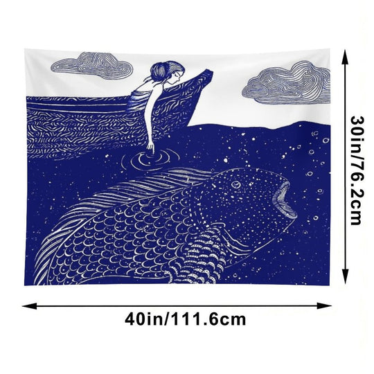 The Blue Shimmering Sea Lights Tapestry