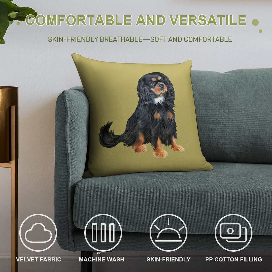 Cavalier King Charles Spaniel (black And Tan) Soft Anti-Pilling Throw Pillow