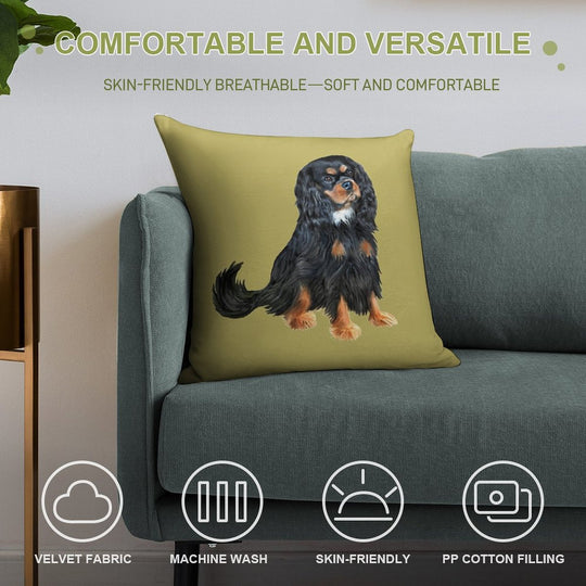 Cavalier King Charles Spaniel (black And Tan) Soft Anti-Pilling Throw Pillow