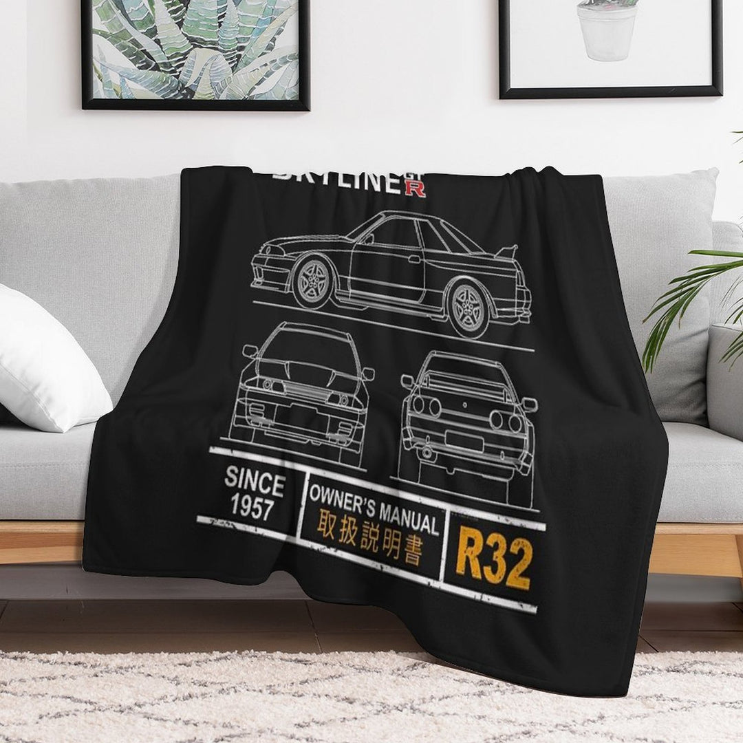 Blueprint of The Skyline R32 Versatility Throw Blanket