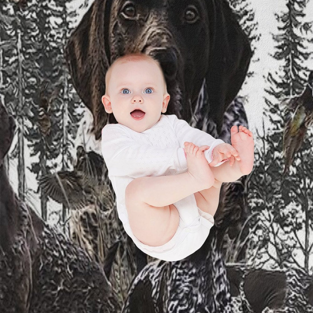 German Shorthaired Pointer, Bird Hunting Season Easy Care Throw Blanket