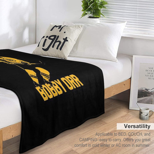 Bobby Orr Number 4 - The Yellow Stencil Travel-friendly Throw Blanket