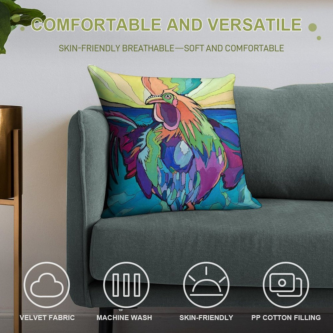 Beach Rooster Soft Warmth Comfort Throw Pillow