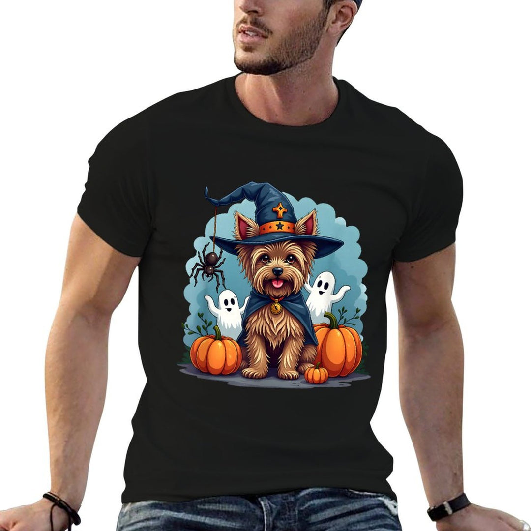 Yorkie, Halloween, Yorkshire Terrier, Witchs Hat  Trendy Pattern T-Shirt