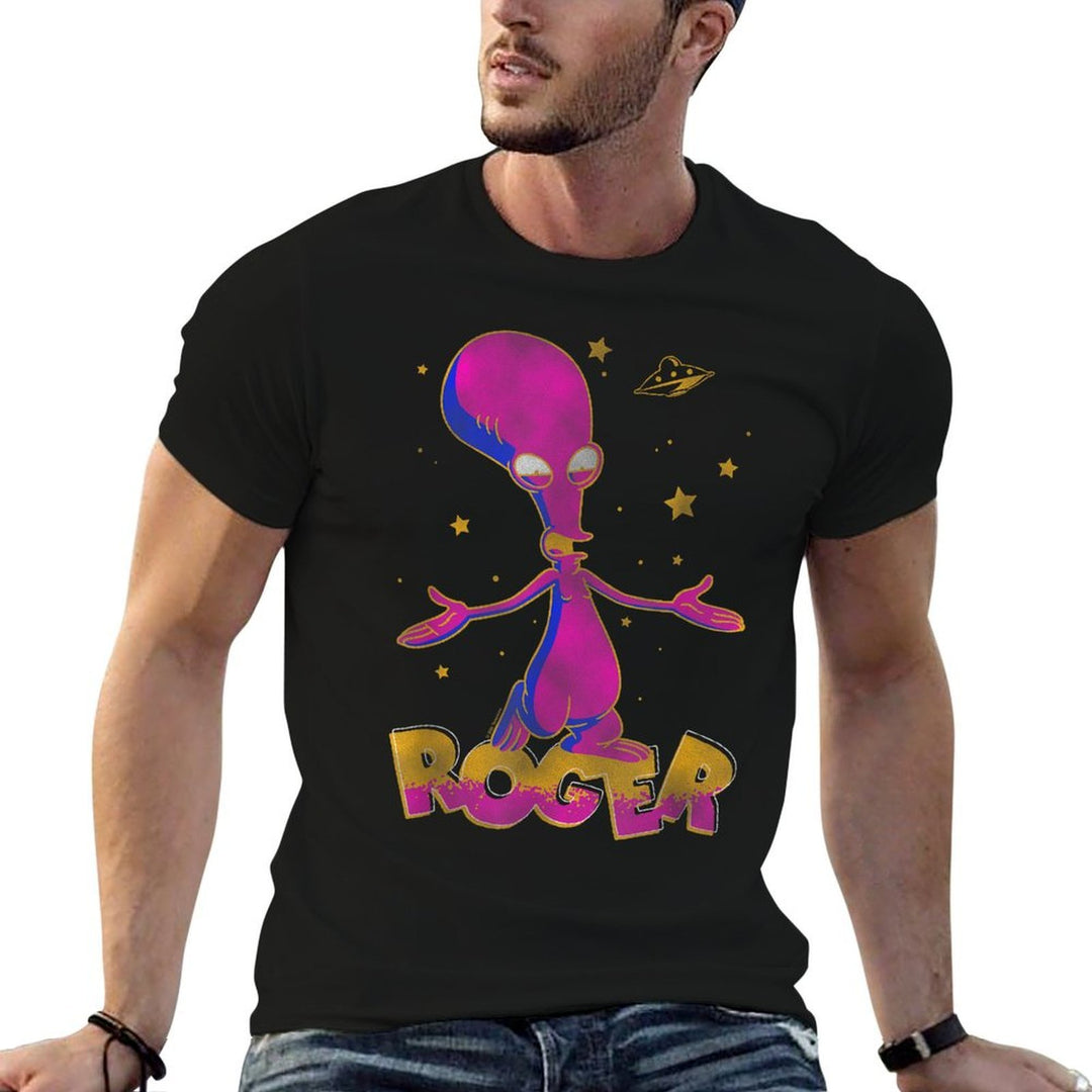 American Dad Outer Space Roger Cartoon  Oversized Silhouette T-Shirt