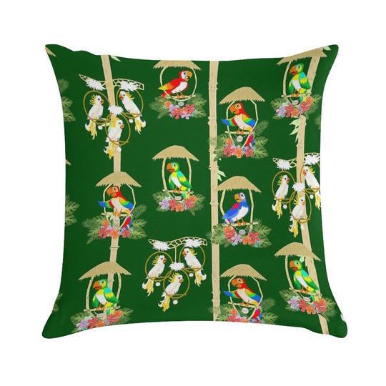 Tiki Room Birds Soft Hidden Zipper Throw Pillow