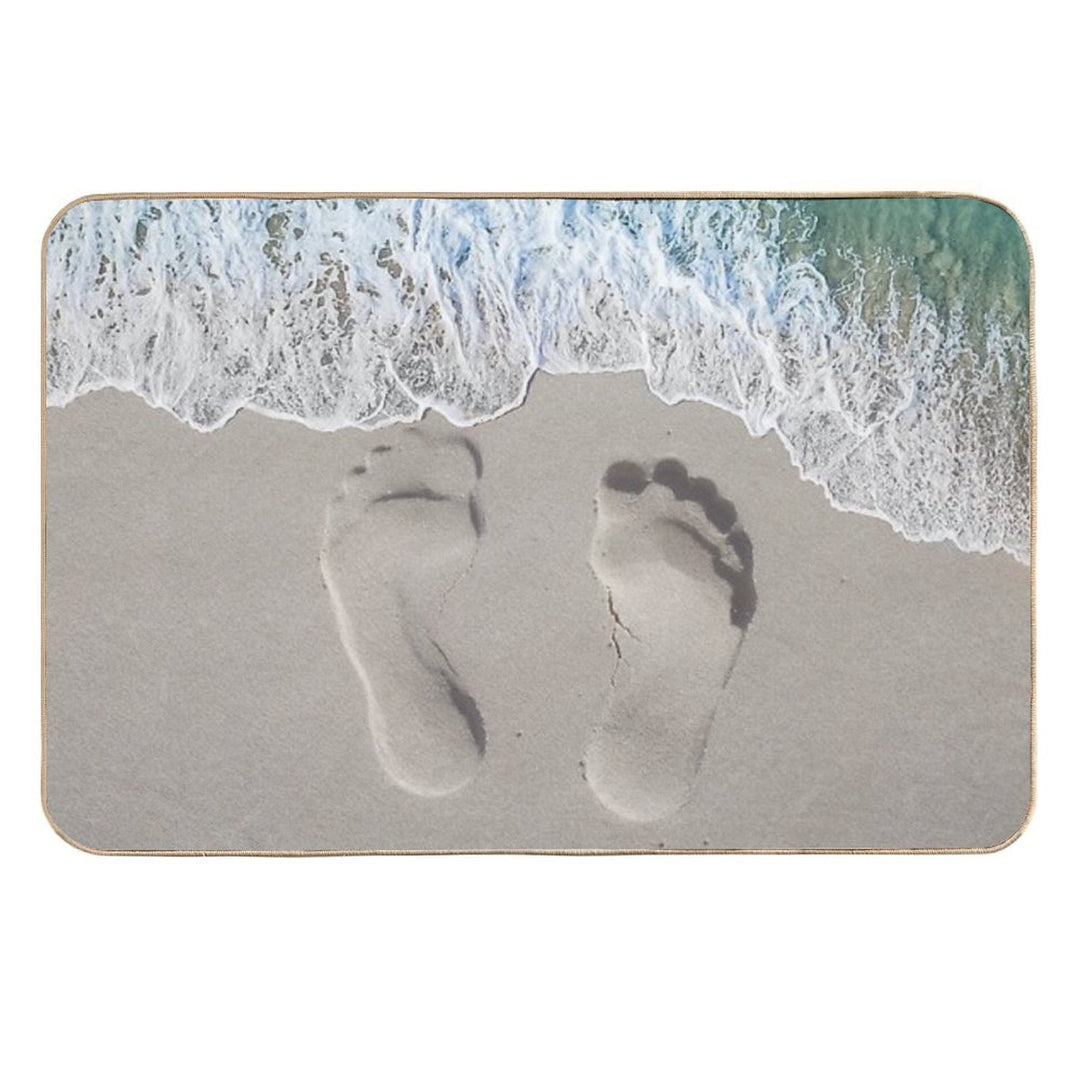 Seaside Serenity Footprints Beach Bath Mat Beach Themed Decorations  Multi-Purpose Bath Mat