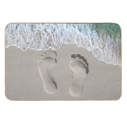 Seaside Serenity Footprints Beach Bath Mat Beach Themed Decorations  Multi-Purpose Bath Mat