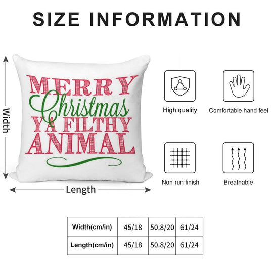Merry Christmas Ya Filthy Animal From Home Alone Soft Fade-Resistant Throw Pillow