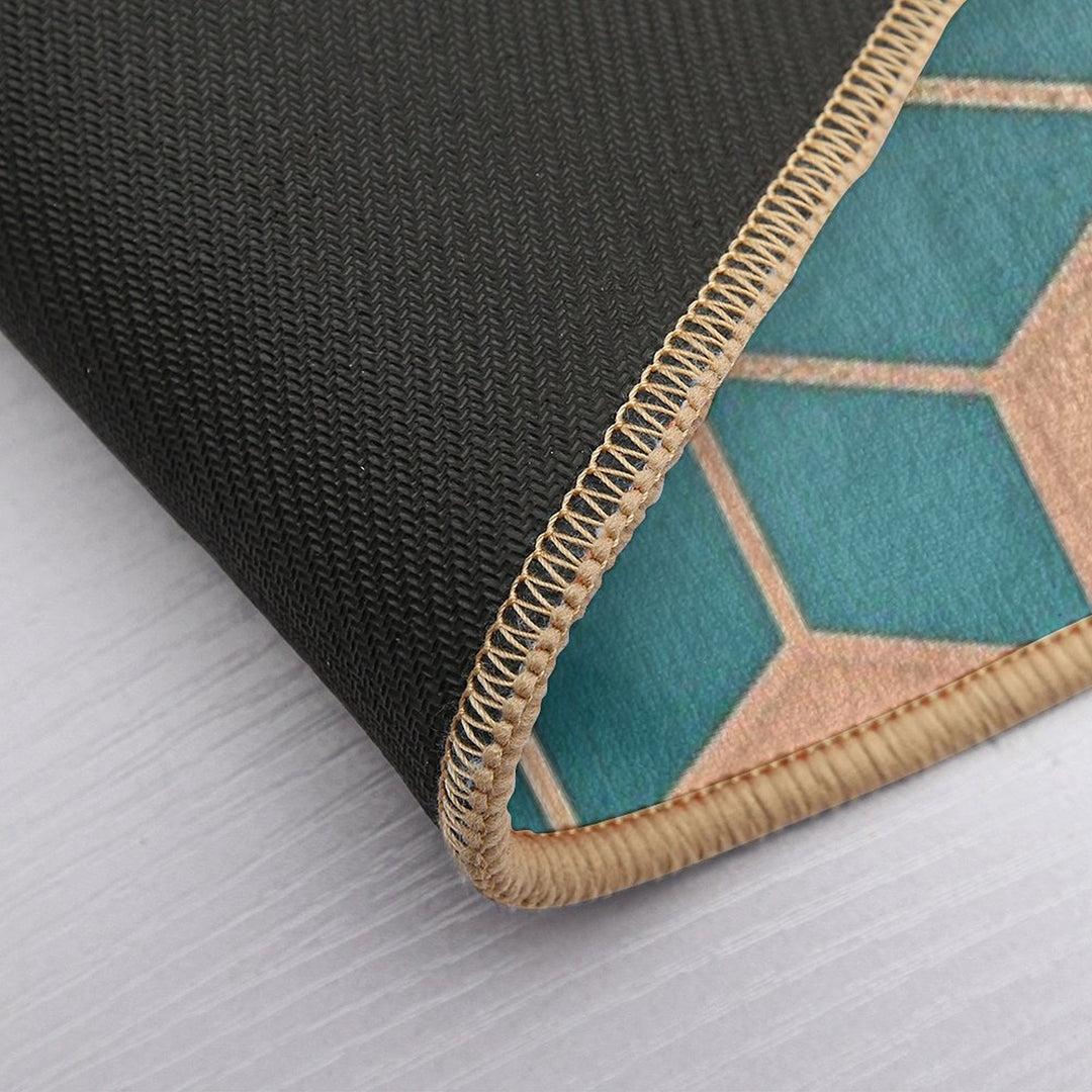 Gold Turquoise Black Gradient Cube  Anti-Trip Bath Mat