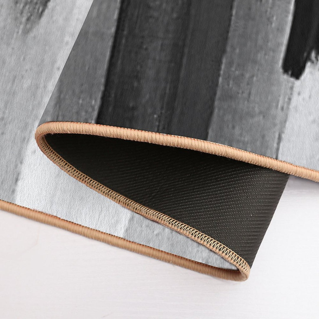 Contemporary Modern Black, White And Gray Abstract Streaks  Toxin-Free Bath Mat