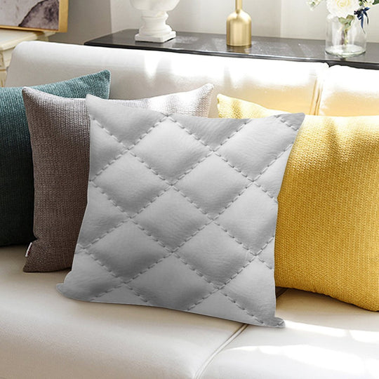 Quilted Leather Effect (white) Soft Ultra-Soft Texture Throw Pillow