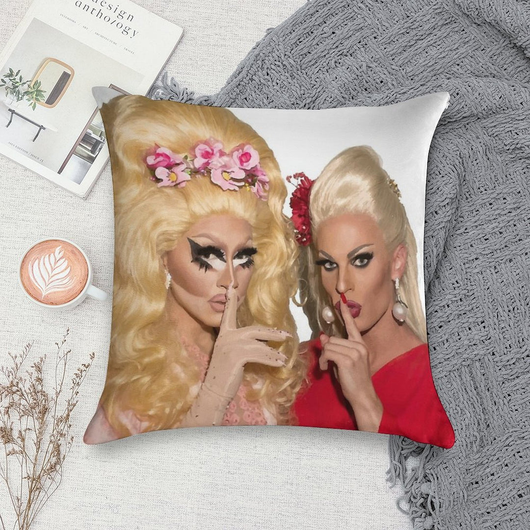Shh - Trixie And Katya Soft High-Density Material Throw Pillow