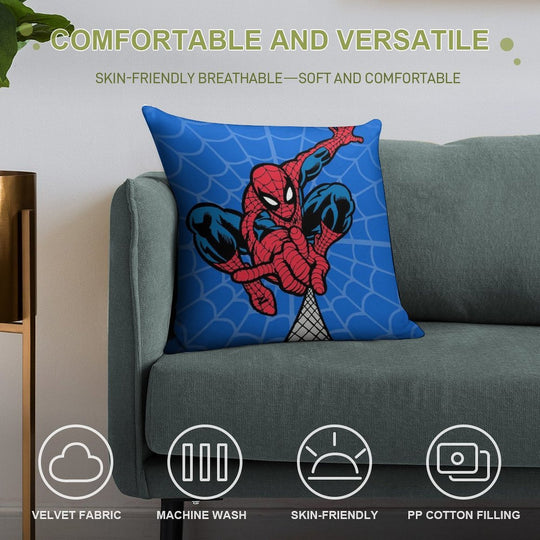 Spider Superhero Soft Washable Throw Pillow
