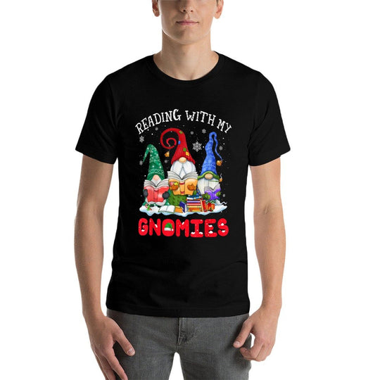 Reading With My Gnomies Christmas Funny Gnomes Reading Books  Affordable Price T-Shirt