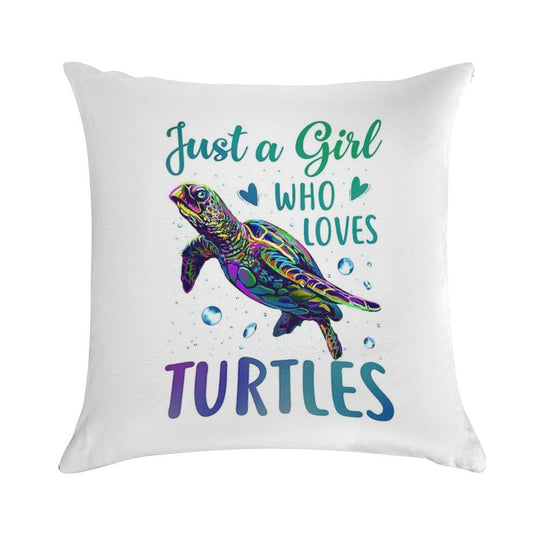 Just A Girl Who Loves Turtles Watercolor Sea Ocean Gift Soft Fade-Resistant Throw Pillow