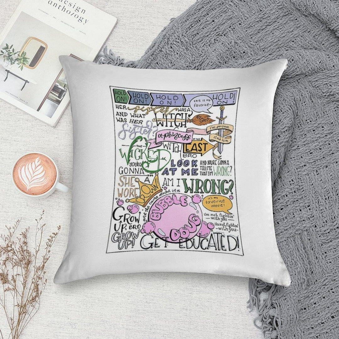 (Colorized) Wicked Witch of The East Bro Hand Lettered Soft High-Density Material Throw Pillow