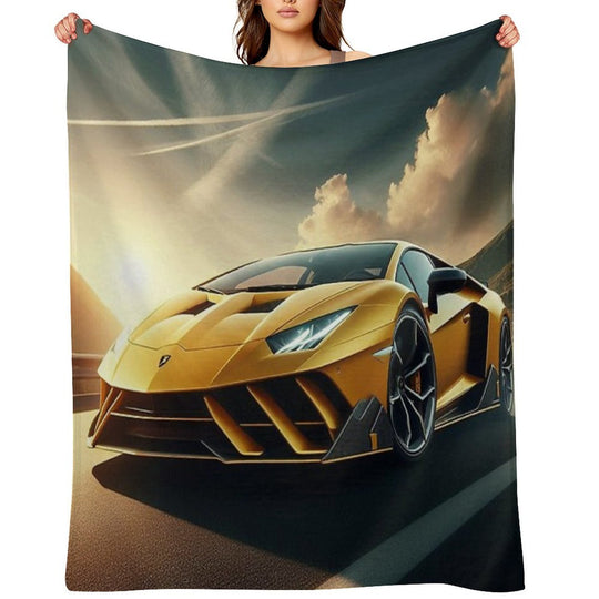 Lamborghini Sports Car on A Stunning Road Gift-ready Throw Blanket