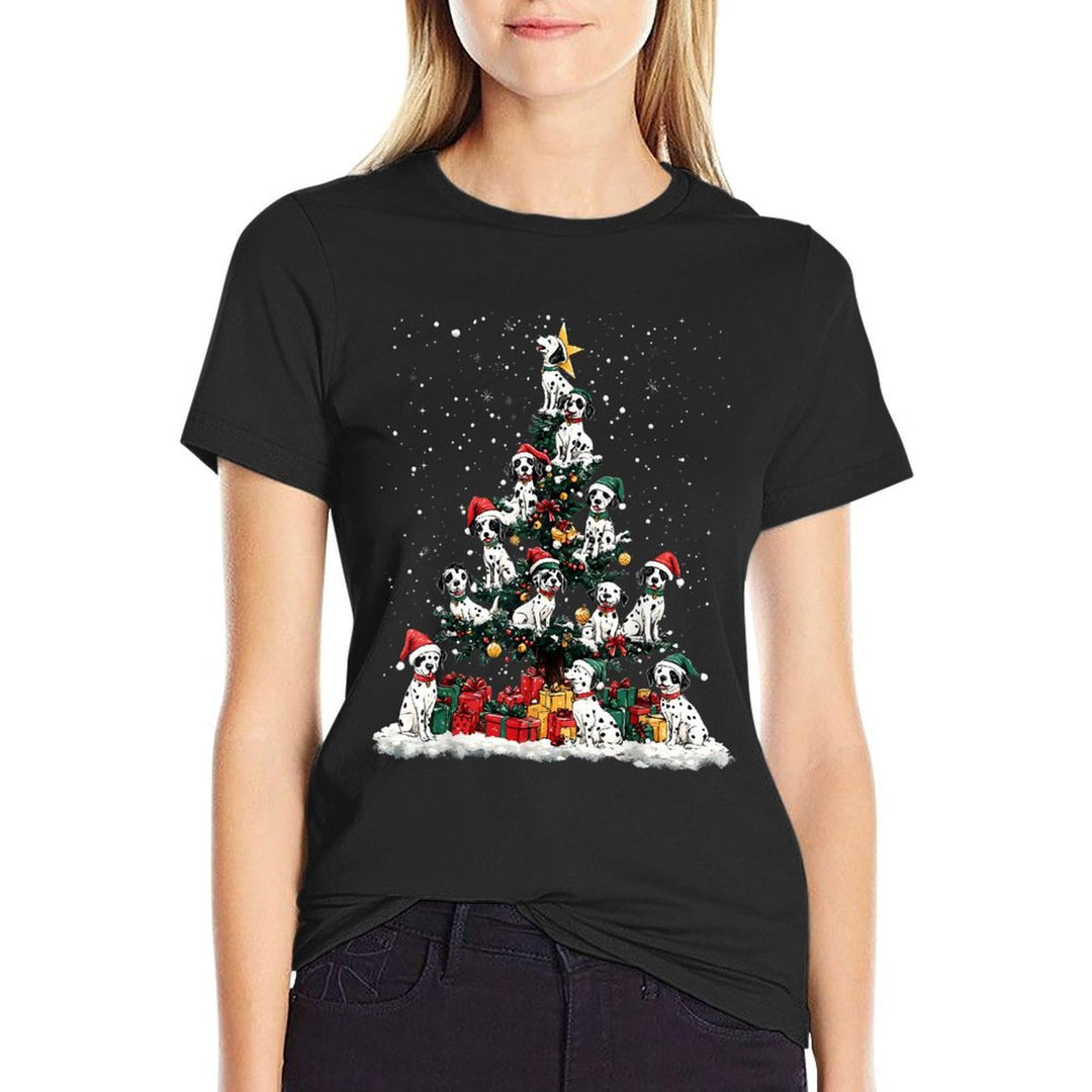 Dalmatian Christmas Tree Dog Santa Xmas Merry Dogmas Men Women Kids  Graphic-printed T-Shirt