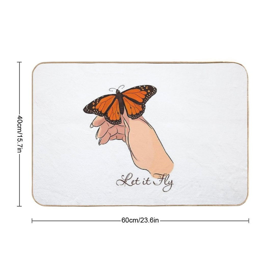 Butterfly on Hand – Minimalist Illustration Durable Bath Mat
