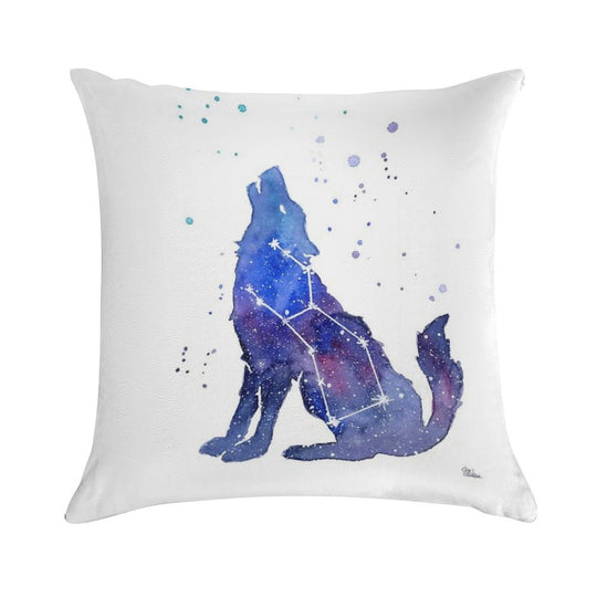 Galaxy Howling Wolf Soft Bedroom Essential Throw Pillow