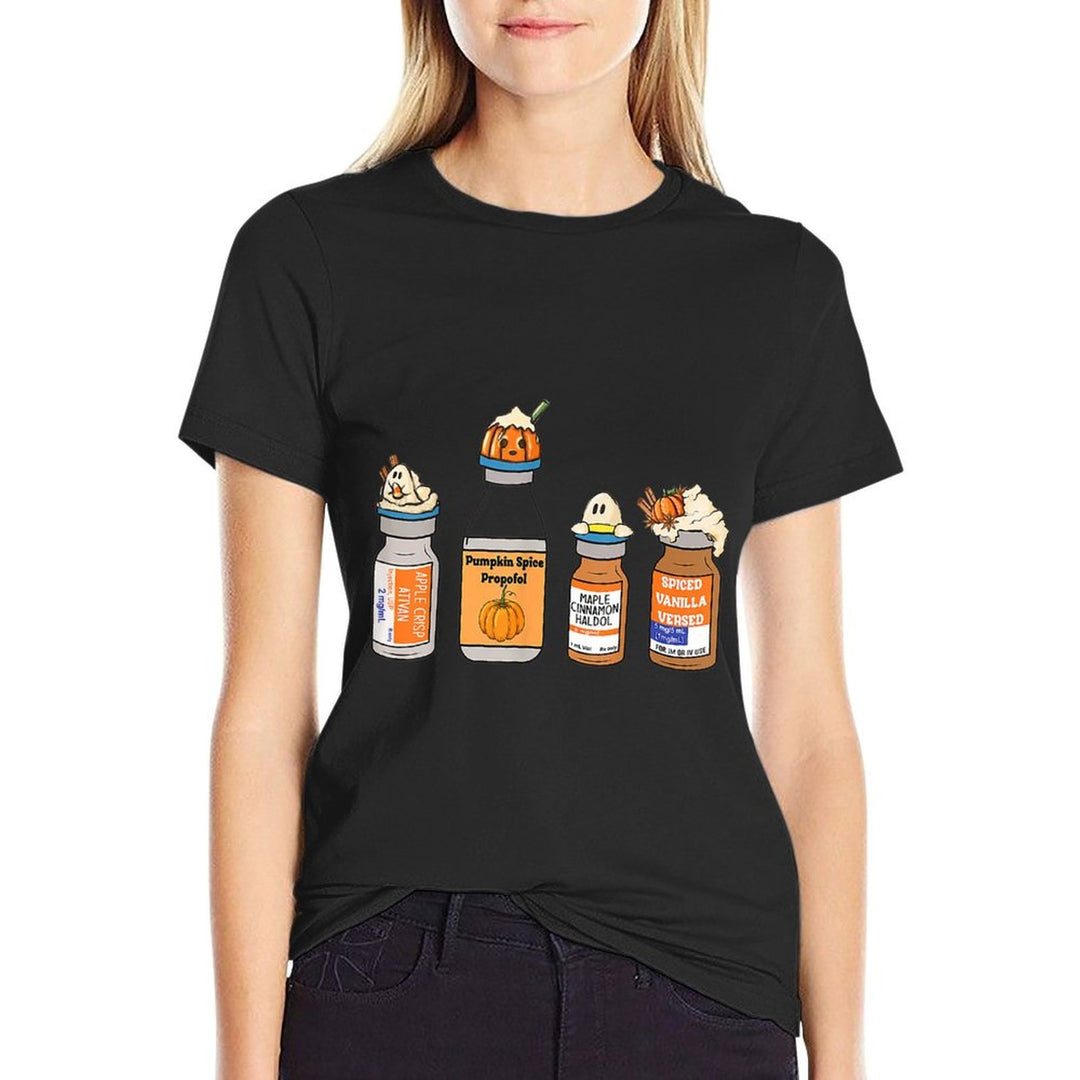 Pumpkin Spice Propofol Ativan Versed Haldol Nurse Halloween  Rolled Sleeves T-Shirt