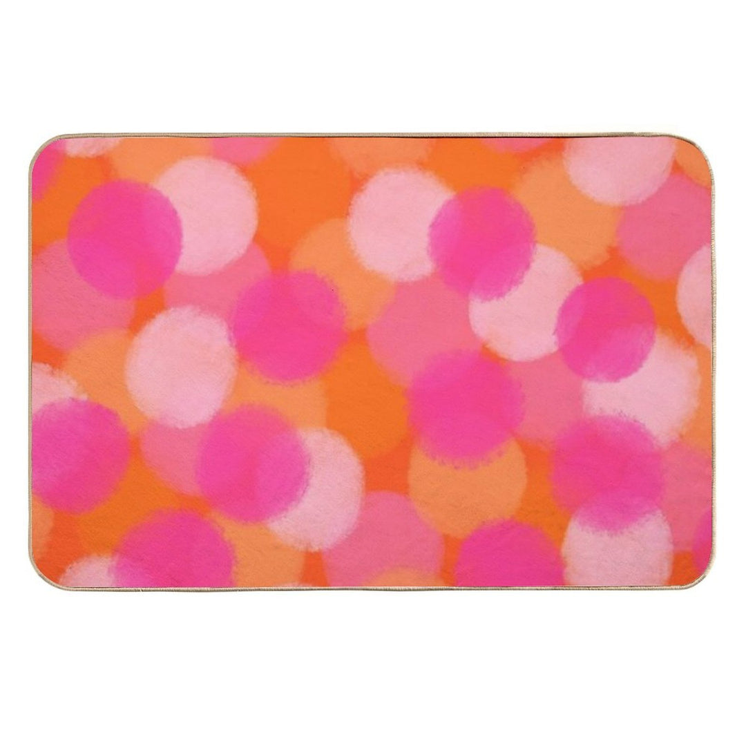 Abstract, Hot Pink And Orange, Paint Brush Effect Round  Pet-Safe Bath Mat