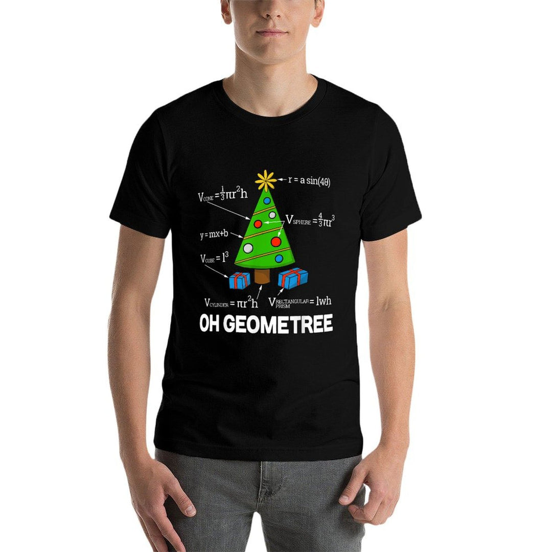 Funny Math Geometry Christmas Tree Geometree Teacher  Oversized Silhouette T-Shirt