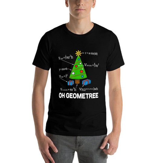 Funny Math Geometry Christmas Tree Geometree Teacher  Oversized Silhouette T-Shirt