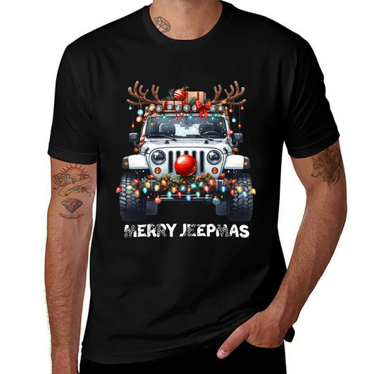 Merry Jeepmas Ugly Light Reindeer Christmas  Affordable Price T-Shirt