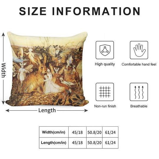 Rabbit Among The Fairies Soft Shrink-Resistant Throw Pillow